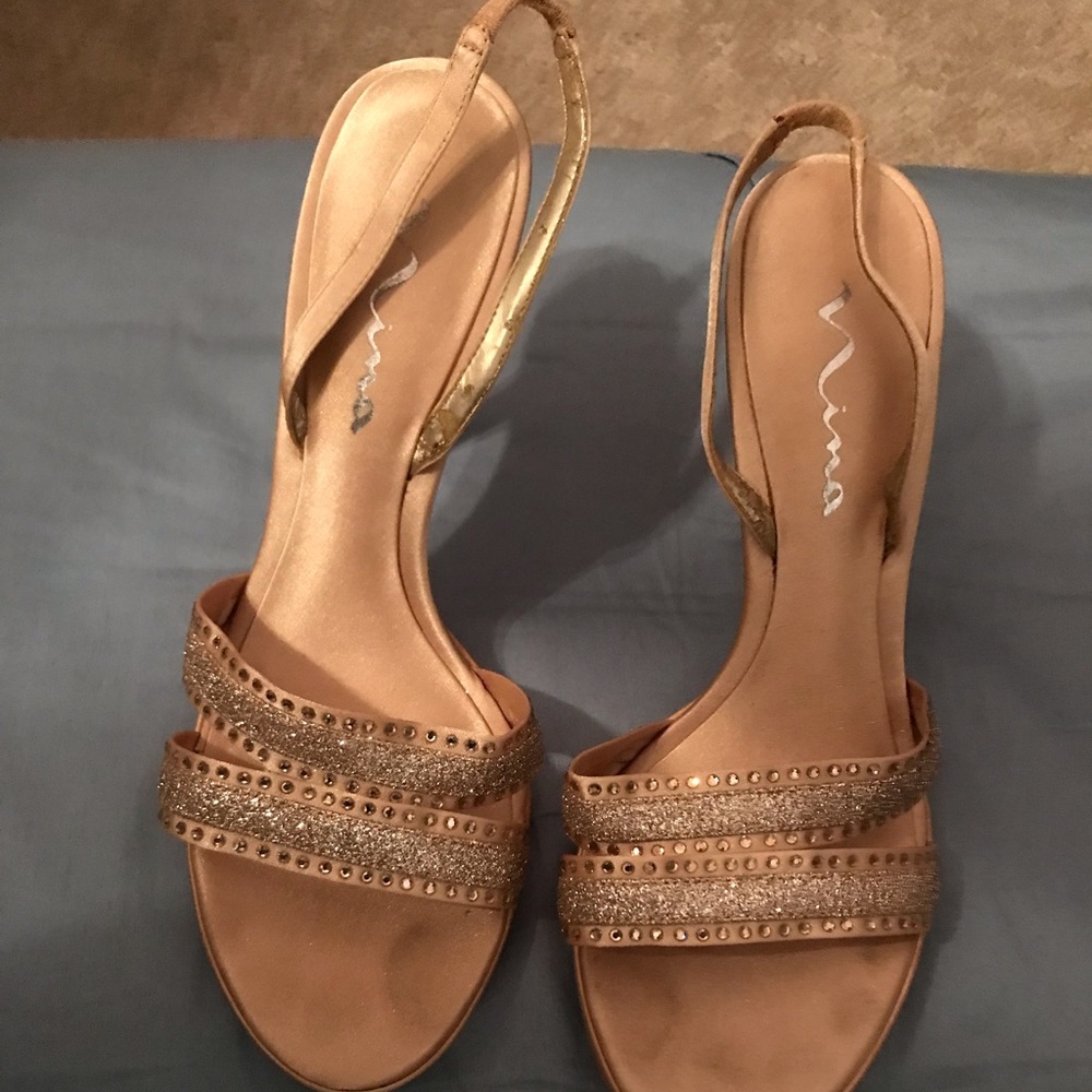 Nina Gold Sparkle Heels